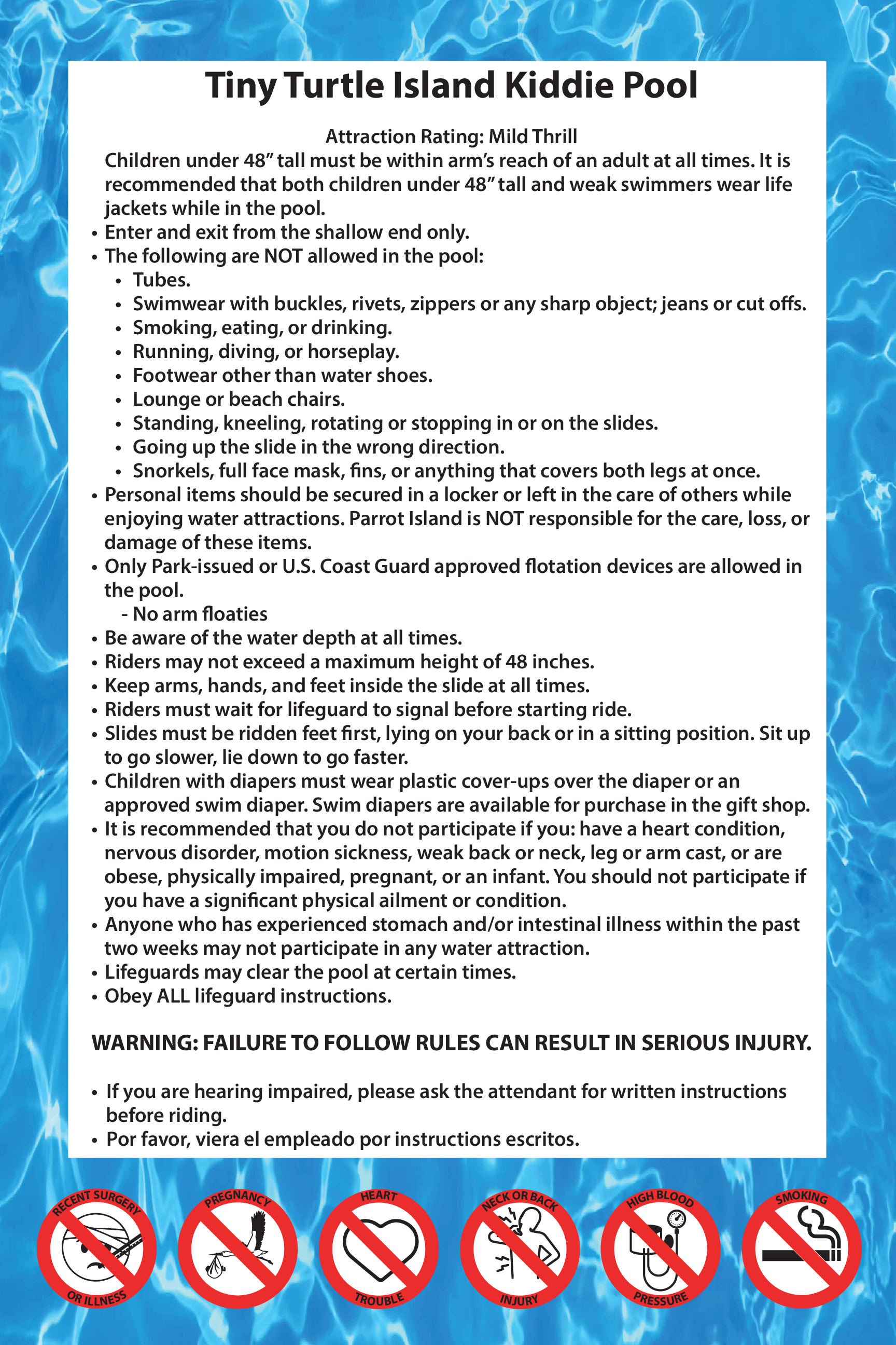 Tiny Turtle Kiddie Pool Rules 24x36